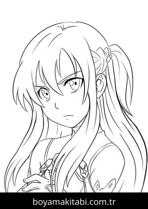 Sword Art Online boyama sayfası – çizgi film temalı, basit çizim