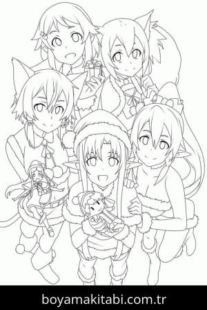 Sword Art Online boyama sayfası – el becerilerini geliştirir, boyama çalışması
