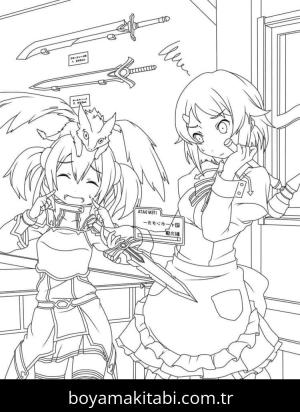 Sword Art Online boyama sayfası – sanatsal çalışma, çocuklar için