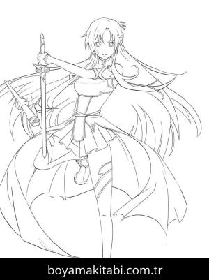 Sword Art Online boyama sayfası – çocuklar için, çizgi film temalı