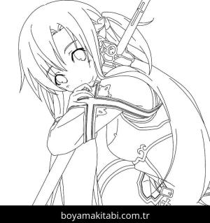 Sword Art Online boyama sayfası – el becerilerini geliştirir, boyama çalışması