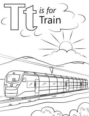 T Harfi boyama sayfası,  coloring page, Tren Harfi T, 