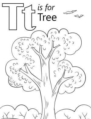 T Harfi boyama sayfası,  coloring page, Ağaç, T Harfi, Y, Bulut, 