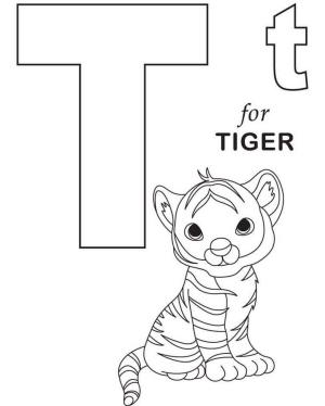 T Harfi boyama sayfası,  coloring page, Bebek Kaplan Harfi T, 