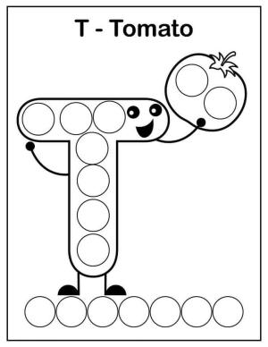 T Harfi boyama sayfası,  coloring page, Domates Harfi T, 