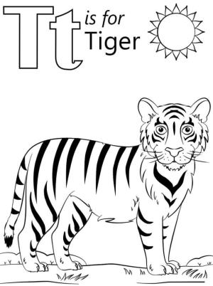 T Harfi boyama sayfası,  coloring page, Kaplan Harfi T, 