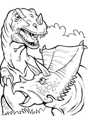 T-rex boyama sayfası, T-rex coloring page, T Rex Ve Triceratops, 