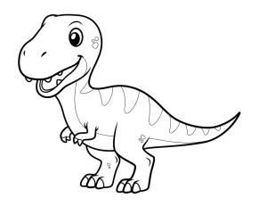 T-rex boyama sayfası, T-rex coloring page, Tatlı T Rex, 