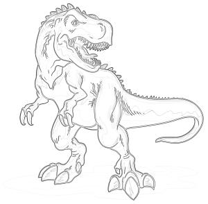 T-rex boyama sayfası, T-rex coloring page, T Rex Ayakta, 