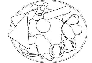 Tabak boyama sayfası,  coloring page, Bir Tabak Kahvaltı, 