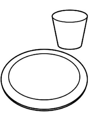 Tabak boyama sayfası,  coloring page, Tabak Ve Fincan, 