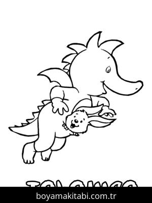 Tabaluga boyama sayfası – çocuk aktivitesi, PDF indir