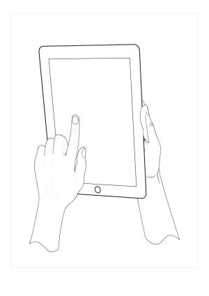 Tablet boyama sayfası,  coloring page, Tabletli İki El, 