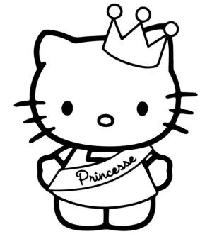 Taç boyama sayfası,  coloring page, Hello Kitty giyen Taç, 