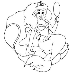 Taç boyama sayfası,  coloring page, Taç Giyen Deniz Kızı, 