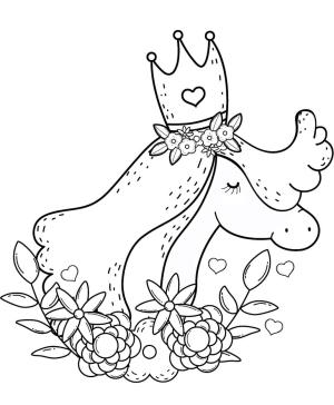 Taç boyama sayfası,  coloring page, Tek Boynuzlu at, Tacı Takıyor, 