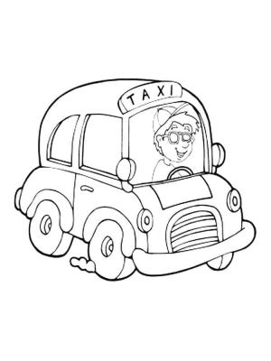 Taksi boyama sayfası,  coloring page, Çocuk Taksi Kullanıyor, 