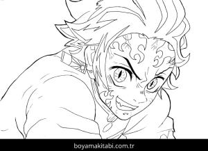 Tanjiro boyama sayfası – sevimli karakter, sanatsal çalışma