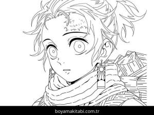 Tanjiro boyama sayfası – el becerilerini geliştirir, boyama çalışması
