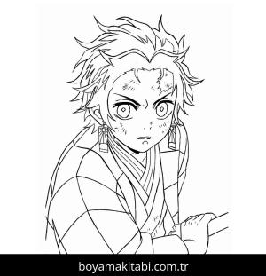 Tanjiro boyama sayfası – eğitici aktivite, yaratıcılık