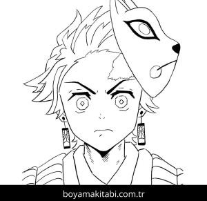 Tanjiro boyama sayfası – çizgi film temalı, basit çizim