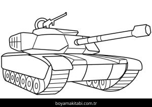 Tank boyama sayfası – çizgi film temalı, basit çizim