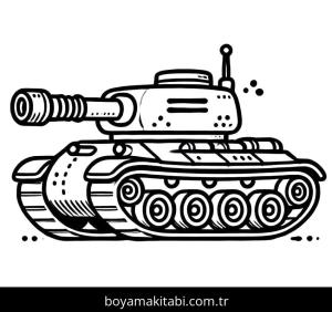 Tank boyama sayfası – sevimli karakter, sanatsal çalışma