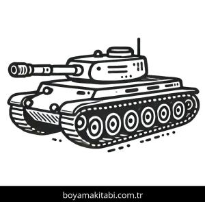 Tank boyama sayfası – renkli çizimler, okul öncesi