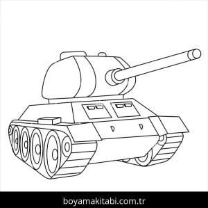 Tank boyama sayfası – çocuklar için, çizgi film temalı