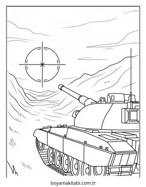 Tank boyama sayfası – çocuk aktivitesi, PDF indir