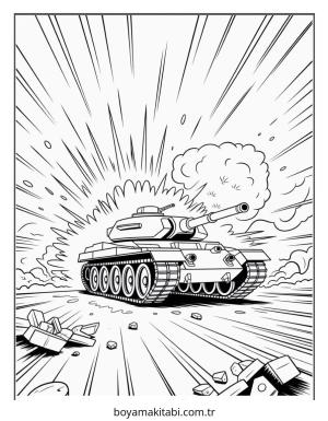 Tank boyama sayfası – renkli çizimler, okul öncesi