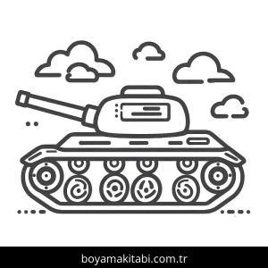 Tank boyama sayfası – çizgi film temalı, basit çizim