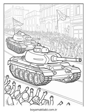 Tank boyama sayfası – basit çizim, kolay boyama