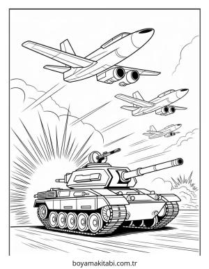Tank boyama sayfası – kolay boyama, eğitici aktivite