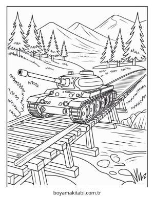 Tank boyama sayfası – eğlenceli etkinlik, el becerilerini geliştirir