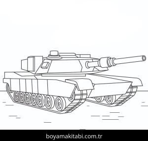 Tank boyama sayfası – basit çizim, kolay boyama