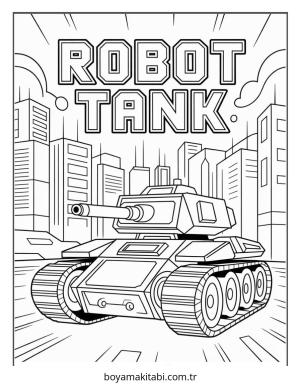 Tank boyama sayfası – çocuklar için, çizgi film temalı