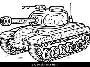 Tank boyama sayfası – çocuk aktivitesi, PDF indir