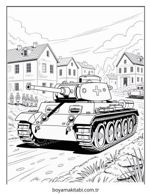 Tank boyama sayfası – PDF indir, sevimli karakter