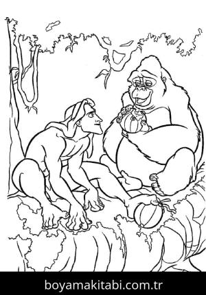 Tarzan boyama sayfası – okul öncesi, evde etkinlik