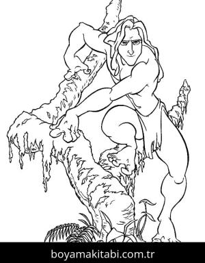 Tarzan boyama sayfası – sanatsal çalışma, çocuklar için