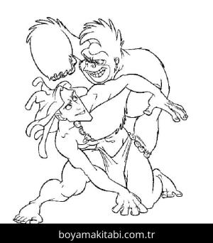 Tarzan boyama sayfası – çizgi film temalı, basit çizim