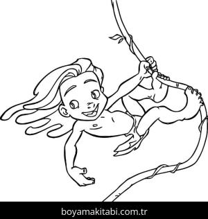 Tarzan boyama sayfası – boyama etkinliği, çocuk aktivitesi