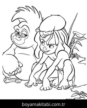 Tarzan boyama sayfası – çizgi film temalı, basit çizim