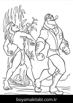 Tarzan boyama sayfası – eğlenceli etkinlik, el becerilerini geliştirir