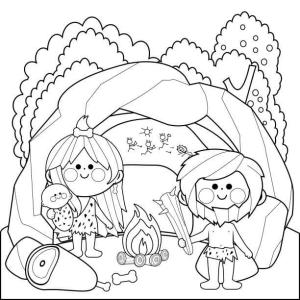 Taş Devri boyama sayfası,  coloring page, Aile Yaşı, 