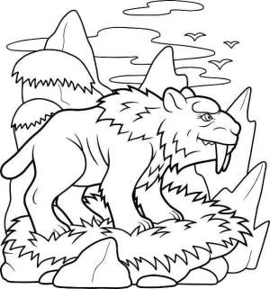 Taş Devri boyama sayfası,  coloring page, Taş Devri Kaplanı, 