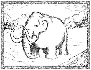 Taş Devri boyama sayfası,  coloring page, Mamut Lanudo, 