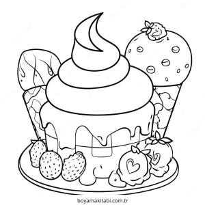 Tatlı boyama sayfası – sevimli karakter, sanatsal çalışma