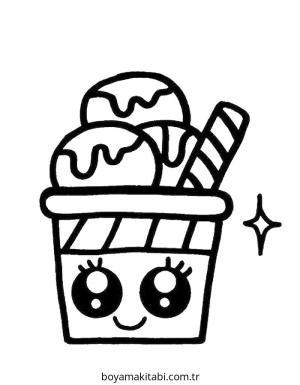 Tatlı boyama sayfası – çizgi film temalı, basit çizim